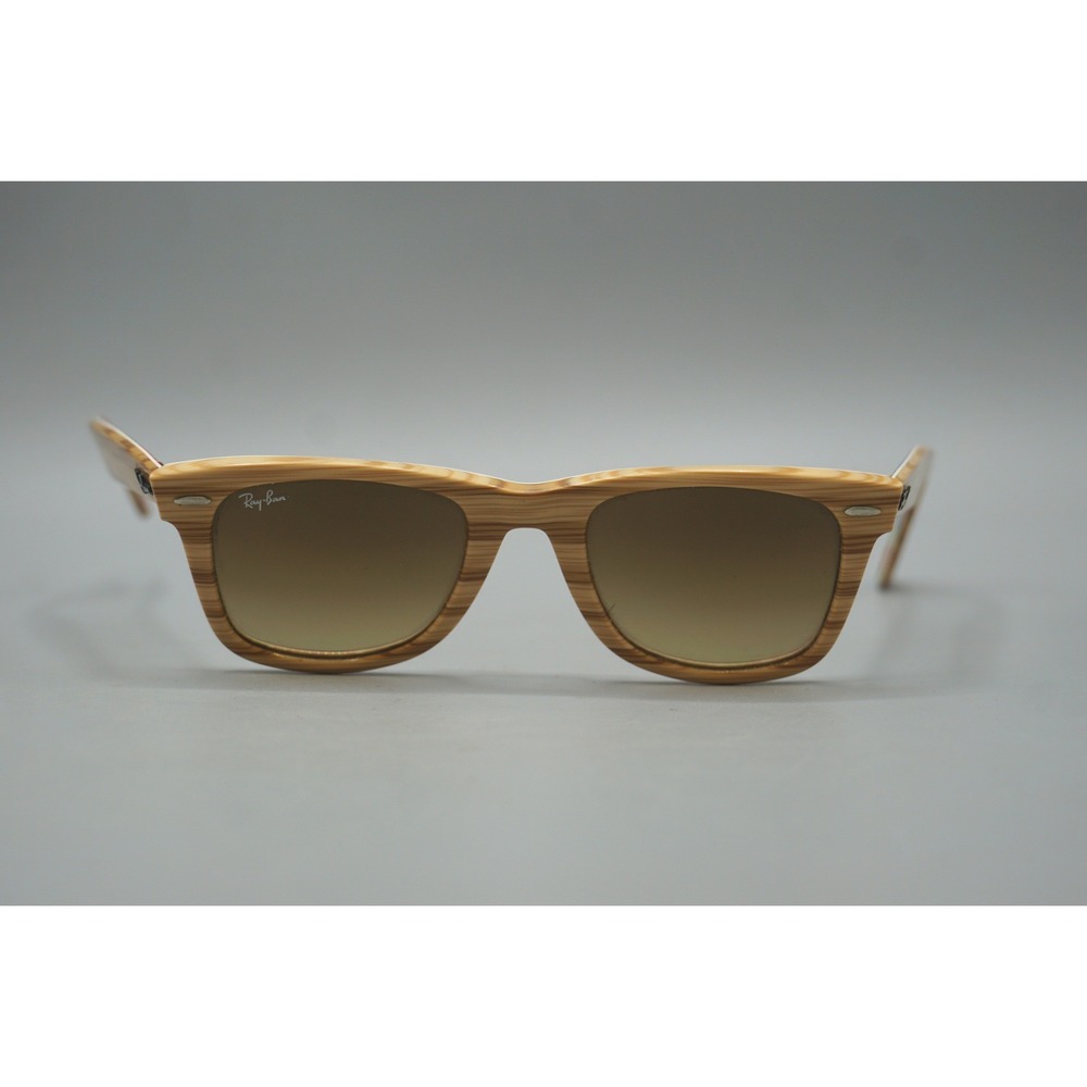 Ray-Ban Wayfarer RB2140 1139/85 Wood Grain Floral Print Sunglasses Brown Tan